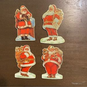 Vintage Merrimack Publishing 1986 Die cut Gold Stamped Santa Claus Ornaments